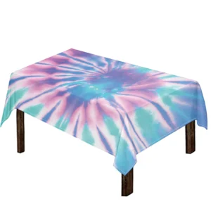 Teal And Pink Tie Dye Print Tablecloth Kitchen Home Decor