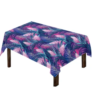 Teal And Pink Tropical Floral Print Tablecloth Kitchen Home Decor