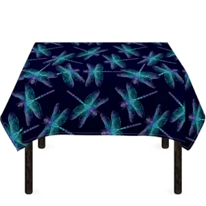 Teal And Purple Dragonfly Pattern Print Tablecloth Kitchen Home Decor