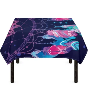Teal And Purple Dream Catcher Print Tablecloth Kitchen Home Decor