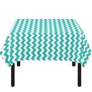 Teal And White Chevron Pattern Print Tablecloth Kitchen Home Decor