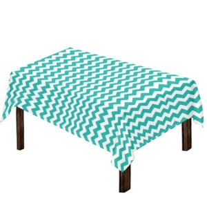 Teal And White Chevron Pattern Print Tablecloth Kitchen Home Decor
