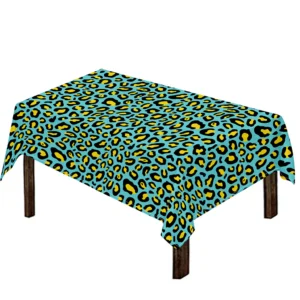 Teal And Yellow Leopard Pattern Print Tablecloth Kitchen Home Decor