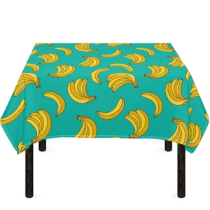 Teal Banana Pattern Print Tablecloth Kitchen Home Decor