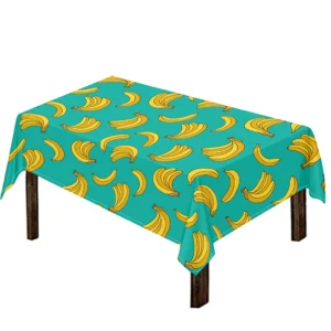 Teal Banana Pattern Print Tablecloth Kitchen Home Decor