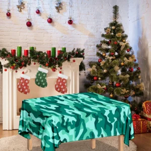 Teal Camouflage Print Tablecloth Kitchen Home Decor