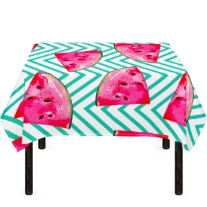 Teal Chevron Watermelon Pattern Print Tablecloth Kitchen Home Decor