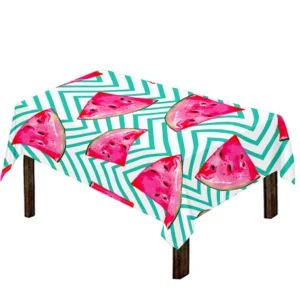 Teal Chevron Watermelon Pattern Print Tablecloth Kitchen Home Decor