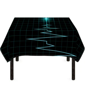 Teal Heartbeat Print Tablecloth Kitchen Home Decor