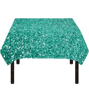 Teal (NOT Real) Glitter Print Tablecloth Kitchen Home Decor
