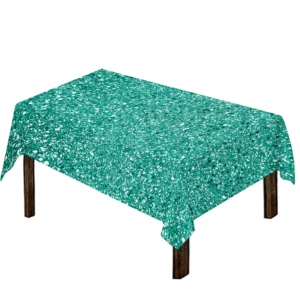 Teal (NOT Real) Glitter Print Tablecloth Kitchen Home Decor