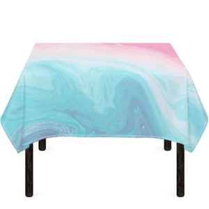 Teal Pink Liquid Marble Print Tablecloth Kitchen Home Decor