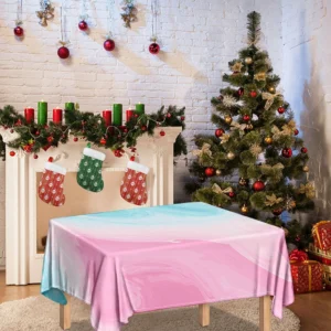 Teal Pink Liquid Marble Print Tablecloth Kitchen Home Decor