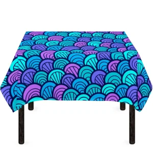 Teal Pink Mermaid Scales Pattern Print Tablecloth Kitchen Home Decor