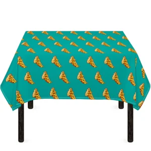 Teal Pizza Pattern Print Tablecloth Kitchen Home Decor