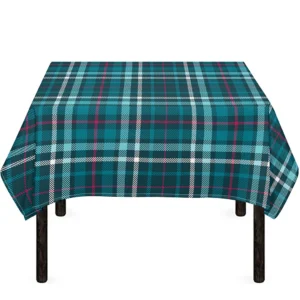 Teal Plaid Pattern Print Tablecloth Kitchen Home Decor