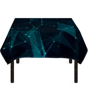 Teal Polygonal Dot Geometric Print Tablecloth Kitchen Home Decor