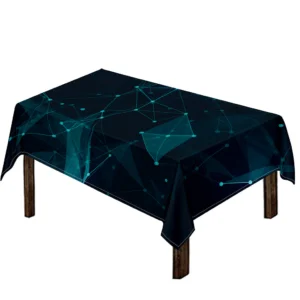 Teal Polygonal Dot Geometric Print Tablecloth Kitchen Home Decor