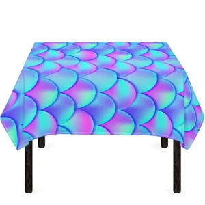 Teal Purple Mermaid Scales Pattern Print Tablecloth Kitchen Home Decor