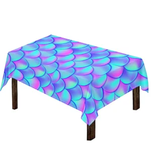 Teal Purple Mermaid Scales Pattern Print Tablecloth Kitchen Home Decor