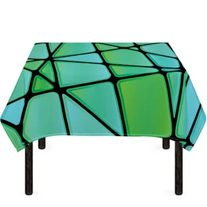 Teal Stained Glass Mosaic Print Tablecloth Kitchen Home Decor