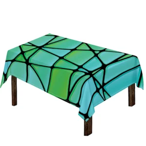 Teal Stained Glass Mosaic Print Tablecloth Kitchen Home Decor