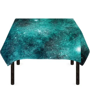 Teal Stardust Galaxy Space Print Tablecloth Kitchen Home Decor