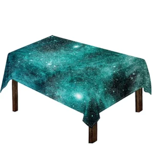 Teal Stardust Galaxy Space Print Tablecloth Kitchen Home Decor