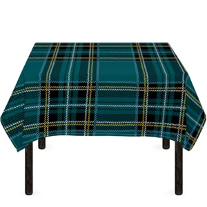 Teal Stewart Tartan Pattern Print Tablecloth Kitchen Home Decor