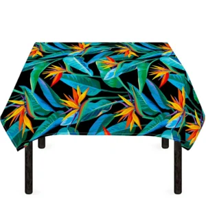 Teal Tropical Pattern Print Tablecloth Kitchen Home Decor
