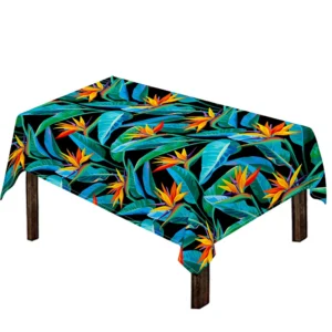 Teal Tropical Pattern Print Tablecloth Kitchen Home Decor