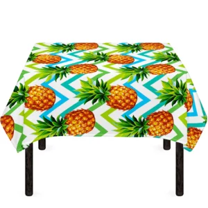 Teal Zig Zag Pineapple Pattern Print Tablecloth Kitchen Home Decor
