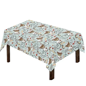 Teddy Bear Doctor Pattern Print Tablecloth Kitchen Home Decor