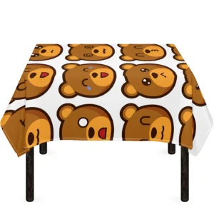 Teddy Bear Emoji Print Tablecloth Kitchen Home Decor