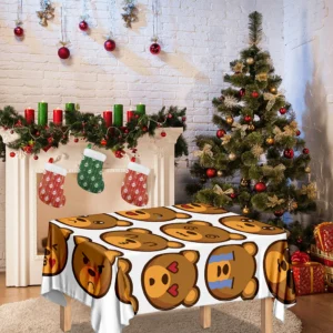 Teddy Bear Emoji Print Tablecloth Kitchen Home Decor