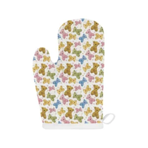 Teddy Bear Pattern Print Design 01 Heat Resistant Oven Mitts & Pot Holders Set