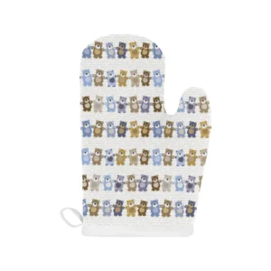 Teddy Bear Pattern Print Design 02 Heat Resistant Oven Mitts & Pot Holders Set