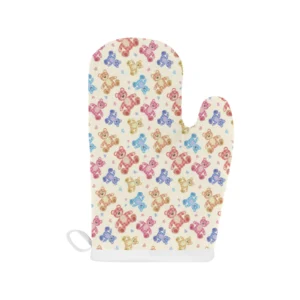 Teddy Bear Pattern Print Design 05 Heat Resistant Oven Mitts & Pot Holders Set