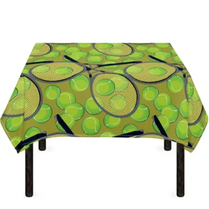 Tennis Ball And Racket Pattern Print Tablecloth Kitchen Home Decor