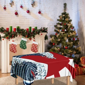 The Great Kanagawa Wave Print Tablecloth Kitchen Home Decor