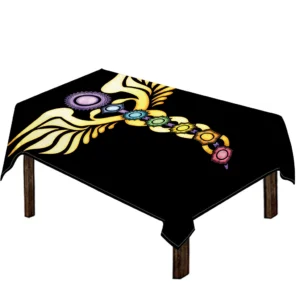 The Seven Chakras Caduceus Print Tablecloth Kitchen Home Decor