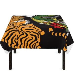 Tiger And Dragon Yin Yang Print Tablecloth Kitchen Home Decor