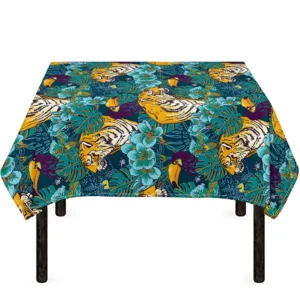 Tiger And Toucan Pattern Print Tablecloth Kitchen Home Decor