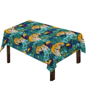 Tiger And Toucan Pattern Print Tablecloth Kitchen Home Decor