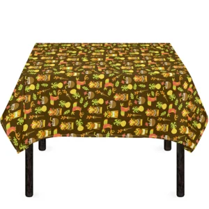 Tiki Luau Pattern Print Tablecloth Kitchen Home Decor