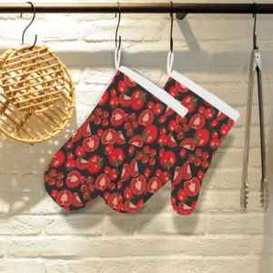 Tomato Black Background Heat Resistant Oven Mitts Pot Holders Set