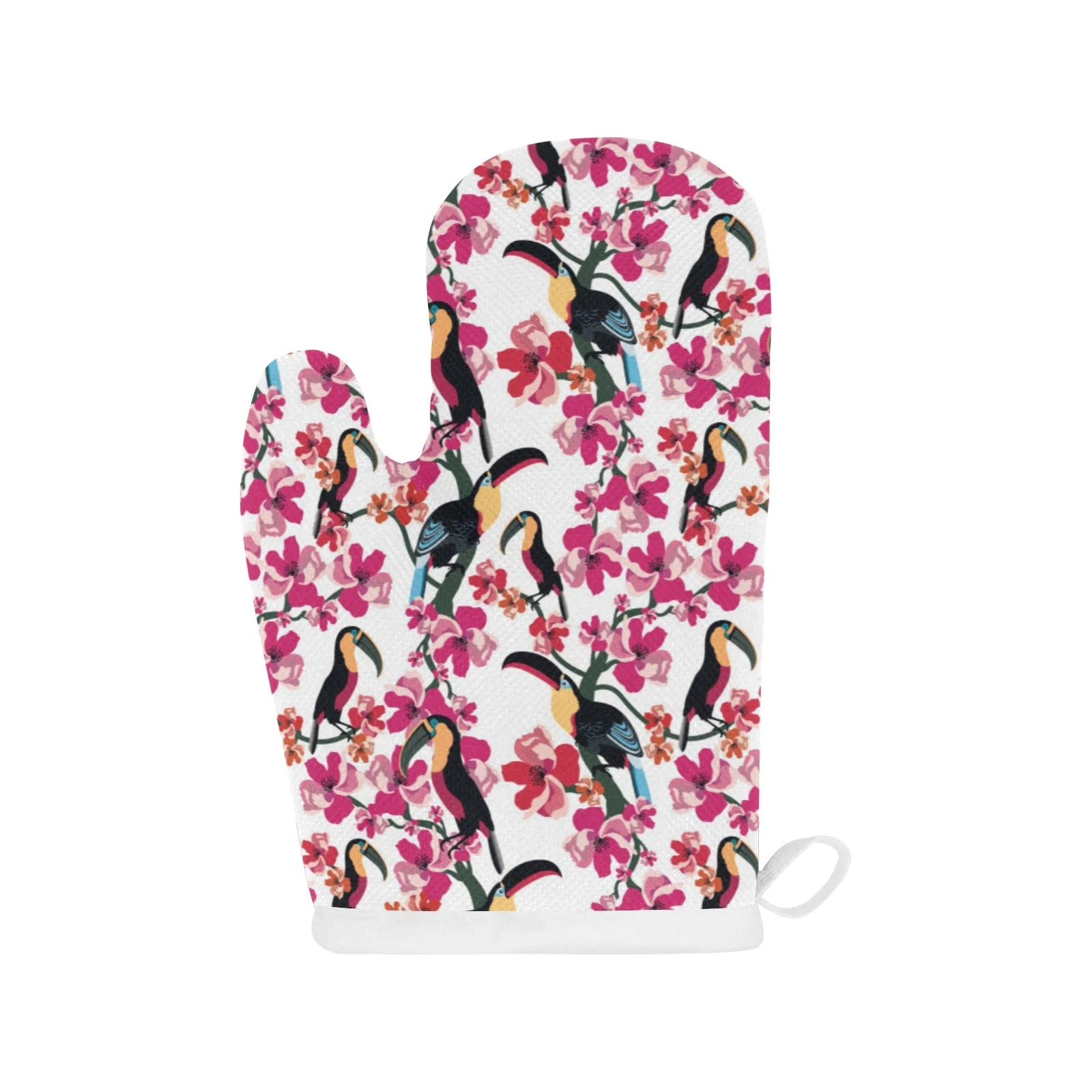 Toucan Flower Design Pattern Heat Resistant Oven Mitts Pot Holders Set Toucan Flower Design Pattern Heat Resistant Oven Mitts Pot Holders Set