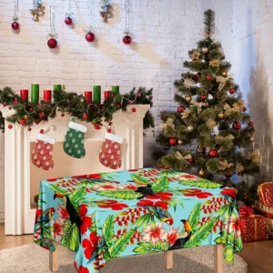 Toucan Parrot Tropical Pattern Print Tablecloth Kitchen Home Decor