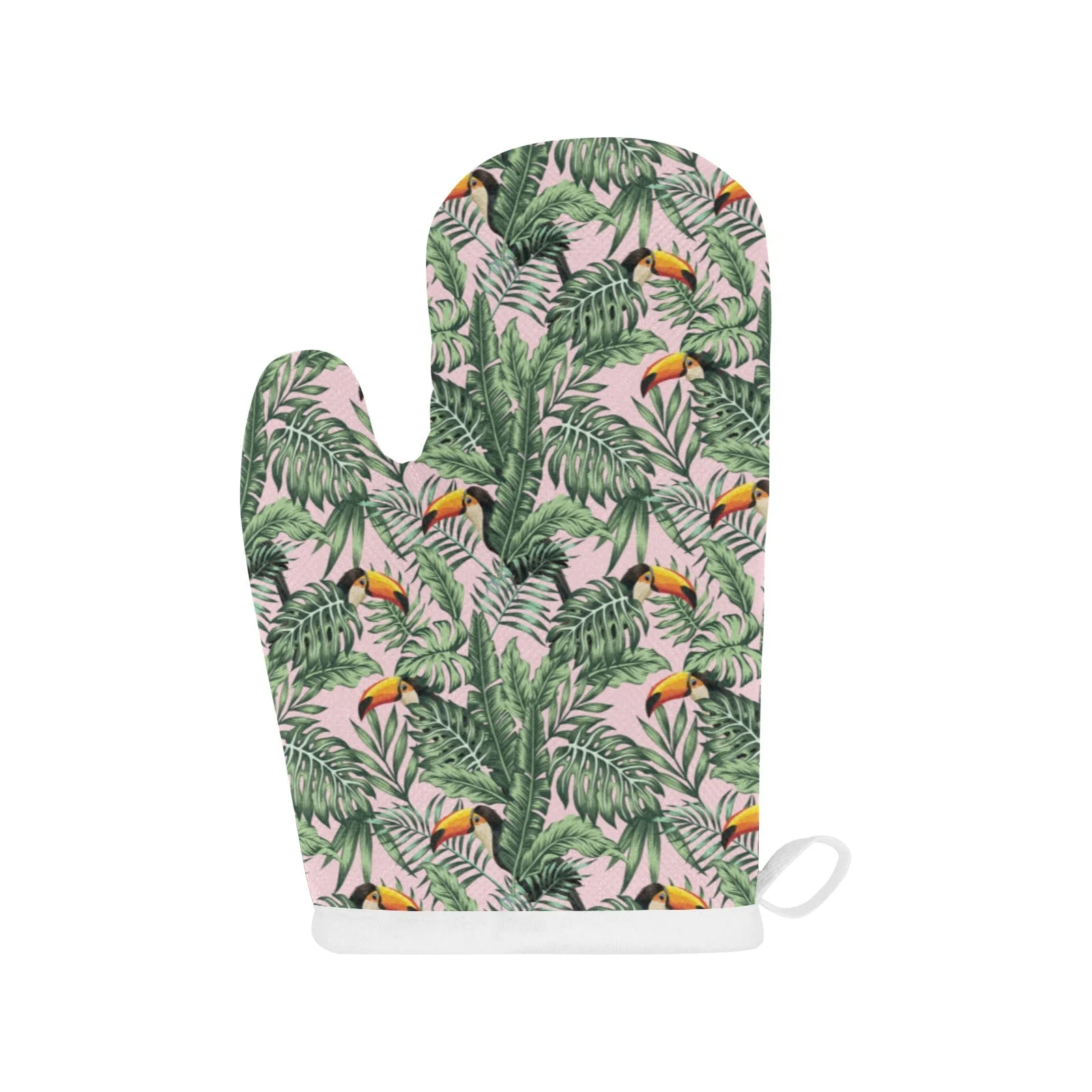 Toucan Tropical Green Jungle Palm Pattern Heat Resistant Oven Mitts Pot Holders Set Toucan Tropical Green Jungle Palm Pattern Heat Resistant Oven Mitts Pot Holders Set