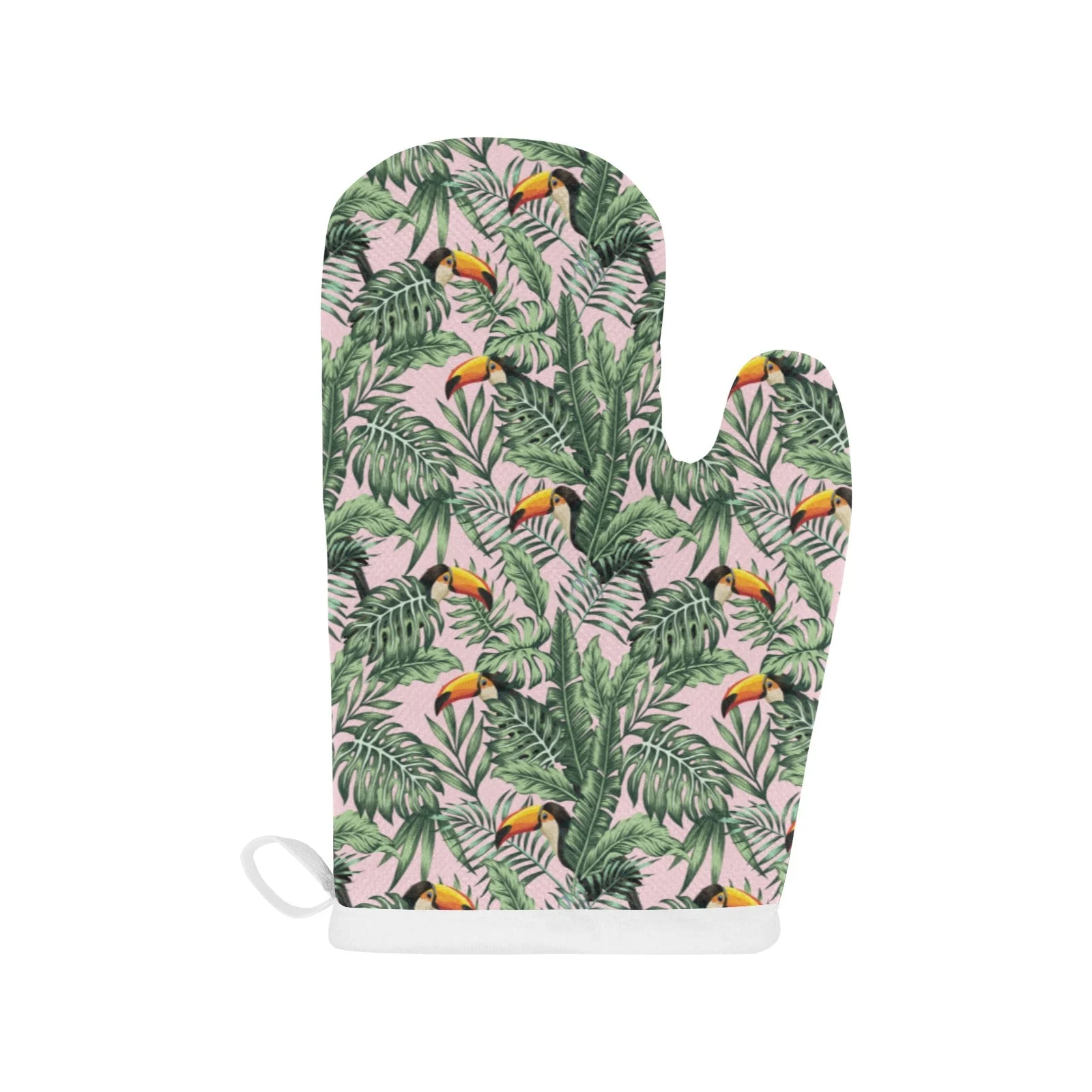 Toucan Tropical Green Jungle Palm Pattern Heat Resistant Oven Mitts Pot Holders Set Toucan Tropical Green Jungle Palm Pattern Heat Resistant Oven Mitts Pot Holders Set